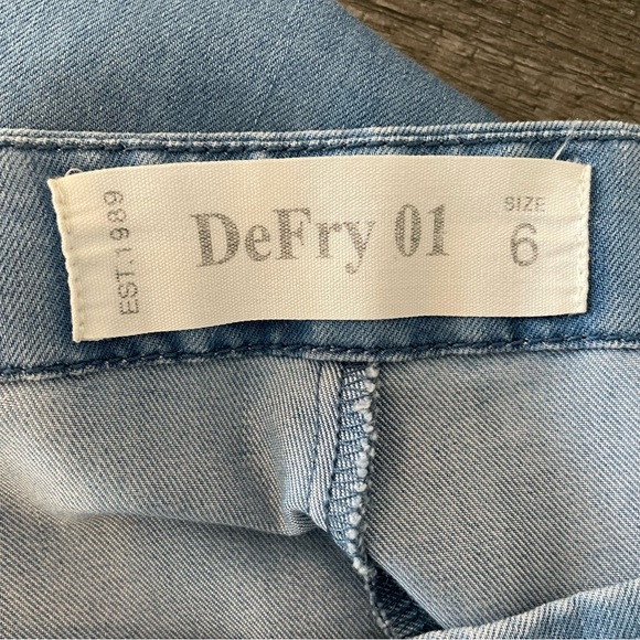 Defry 01 Solid Light Blue Denim Cropped Wide Leg Pants Size 6 Regular - Picture 6 of 8